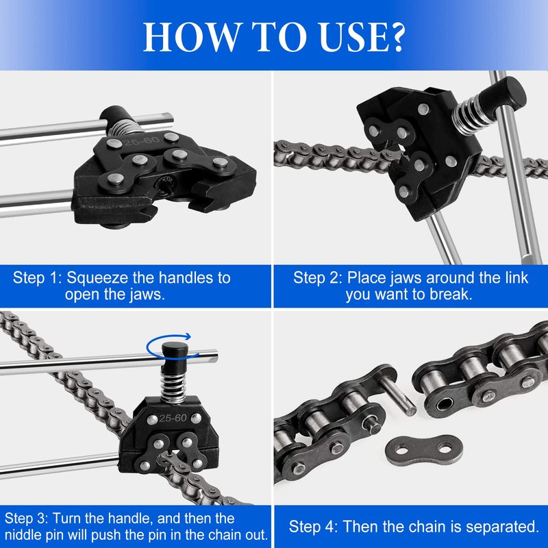Belleone Chain Breaker for #25#35#40#41#50 320 410 415 420 520 525 530 Roller Chain, Chain Splitter Detacher Cutter for Motorcycle Bicycle Go Cart Mini Bike Dirt Bike Motor Bike Chain, with 1 Push Pin