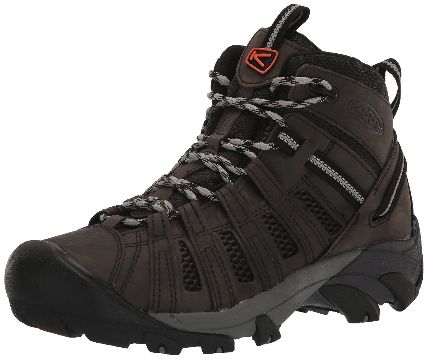 KEEN Men's Voyageur Mid Height Breathable Hiking Boots, Steel Grey/Scarlet Ibis, 10.5