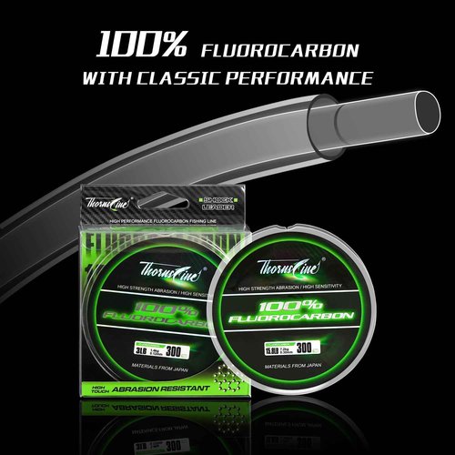 ThornsLine 100% Pure Fluorocarbon Fishing Line - Premium Leader Material from Japan - High Strength, Abrasion-Resistant, Fast Sinking - Freshwater and Saltwater Fishing Leader (37LB/0.57mm/300Yds)