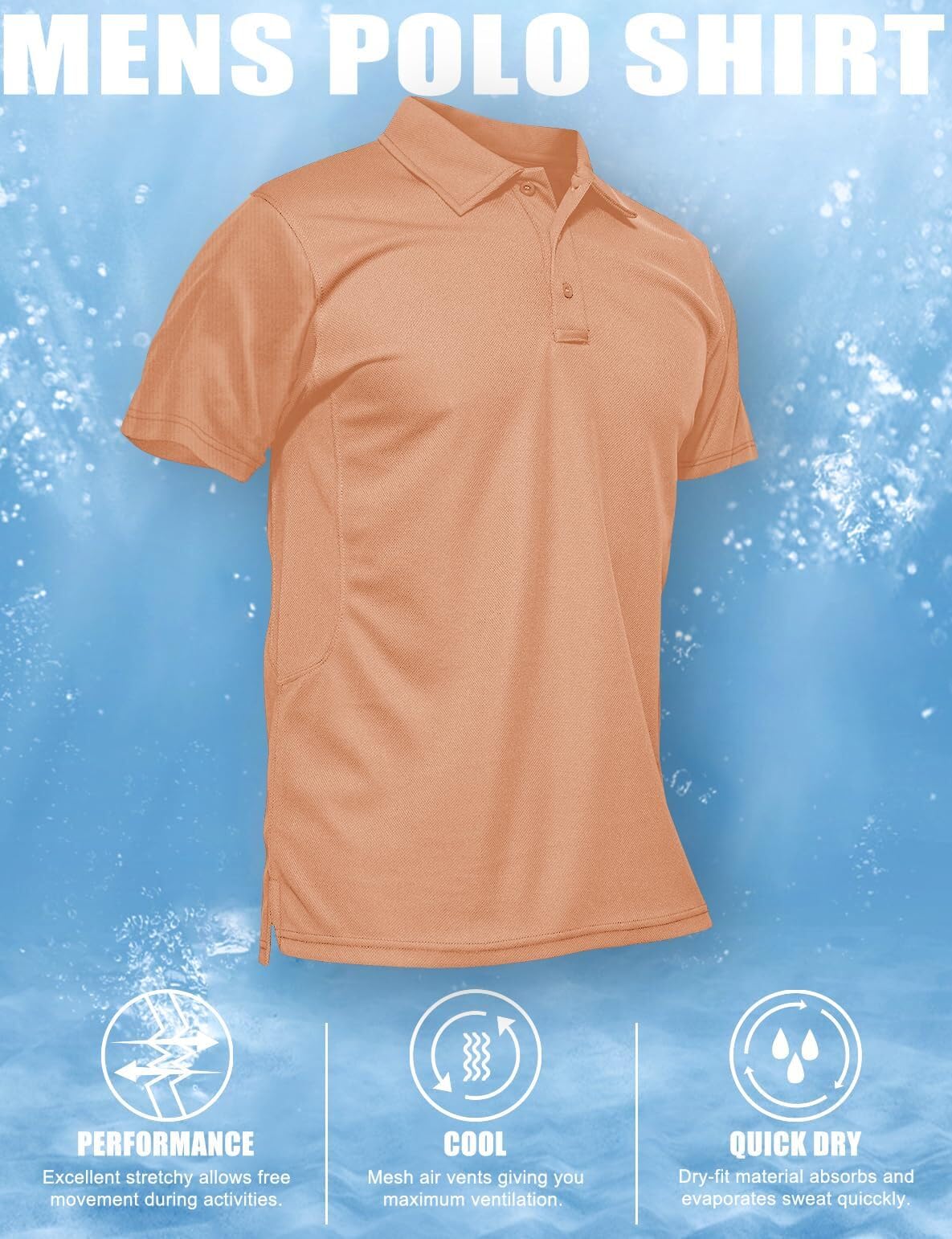 MAGCOMSEN Golf Polos for Men Dry Fit Short Sleeve Polo Shirts Breathable Athletic Polo Shirts Rugby Shirt Apricot S
