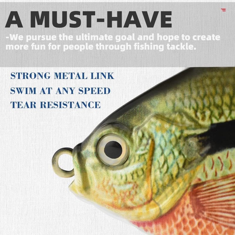 ODS Glide Bait Fishing Lure - Lifelike Bluegill Sunfish Design for Bass, Trout, Perch