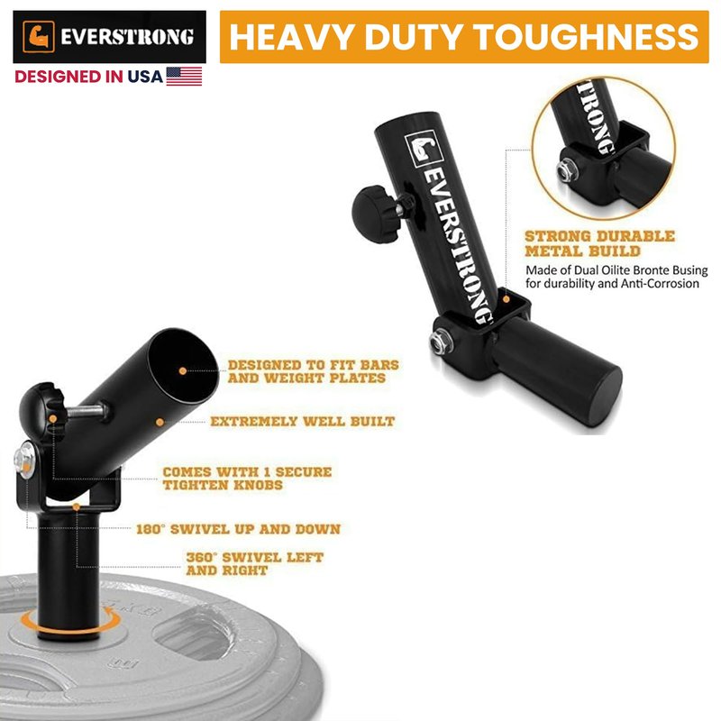 EVERSTRONG Elite Heavy Duty T-Bar Row Olympic Bars - Landmine Attachment for Barbell Workouts - Robust Steel Base for Home and Gym Fitness - Designed for 2-inch Olympic Barbell