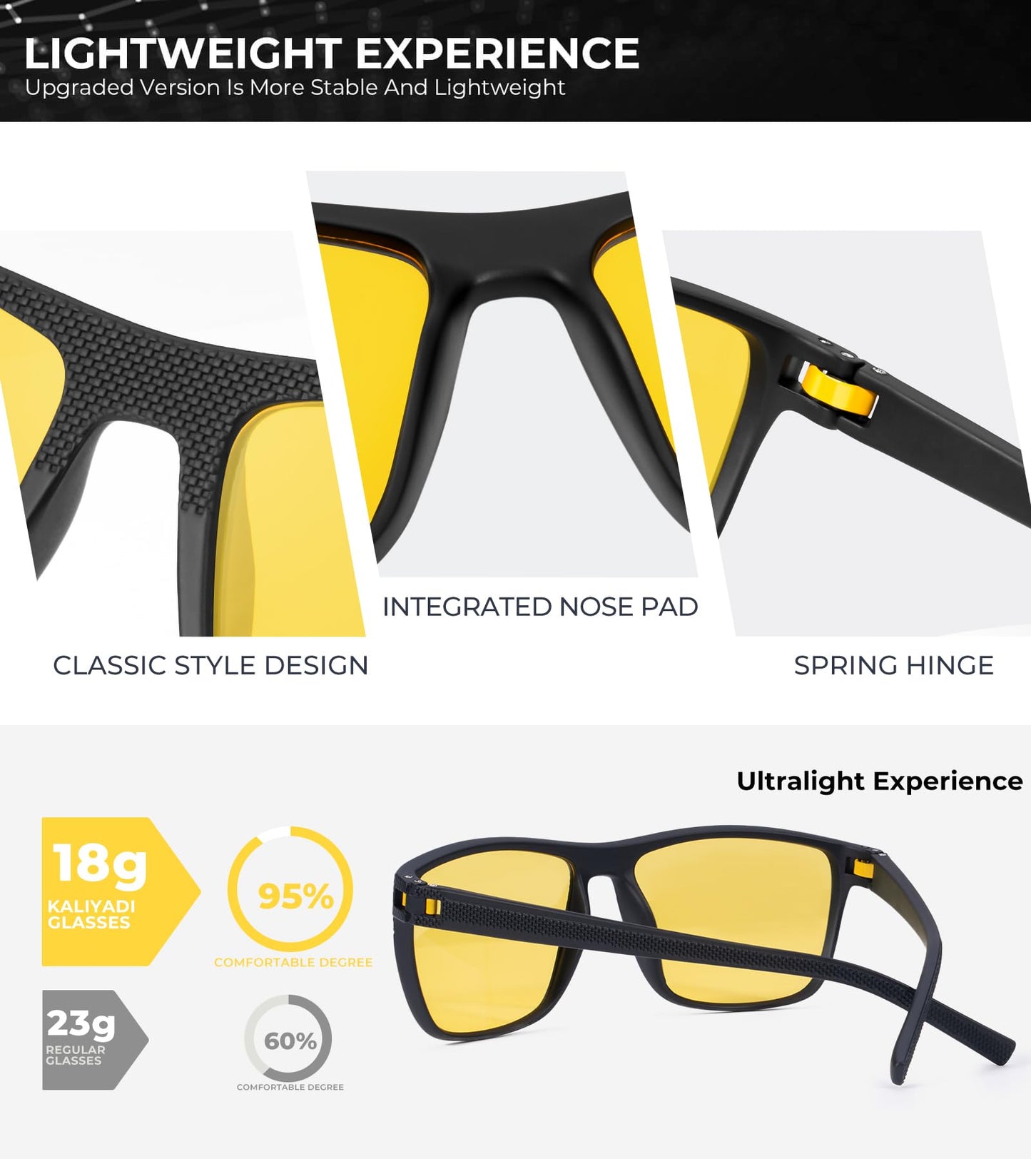 KALIYADI Polarized Sunglasses Men, Lightweight Night Vision Glasses for Driving Fishing Golf (Black/Night Vision/NightVision)