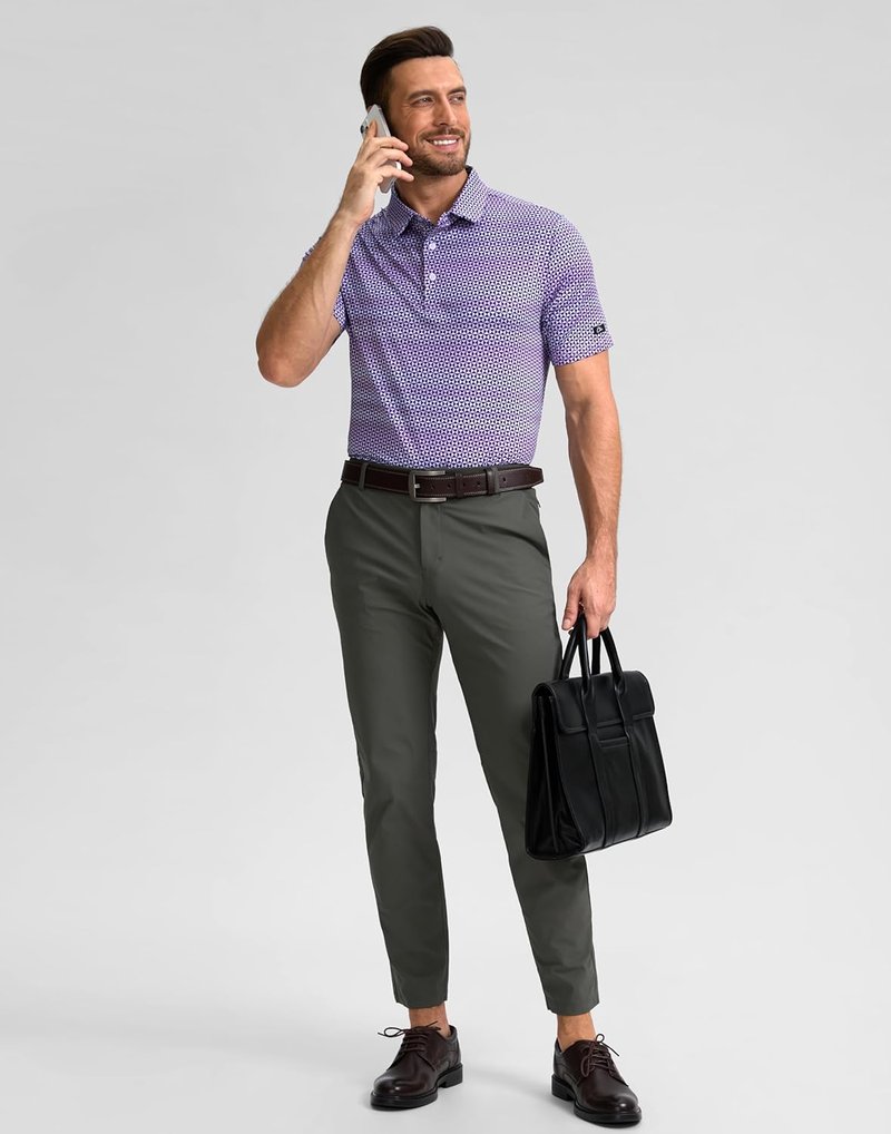 Men's Golf Polo Shirt - Short Sleeve Dry Fit Moisture Wicking Casual Print | Comfortable Activewear for Golf