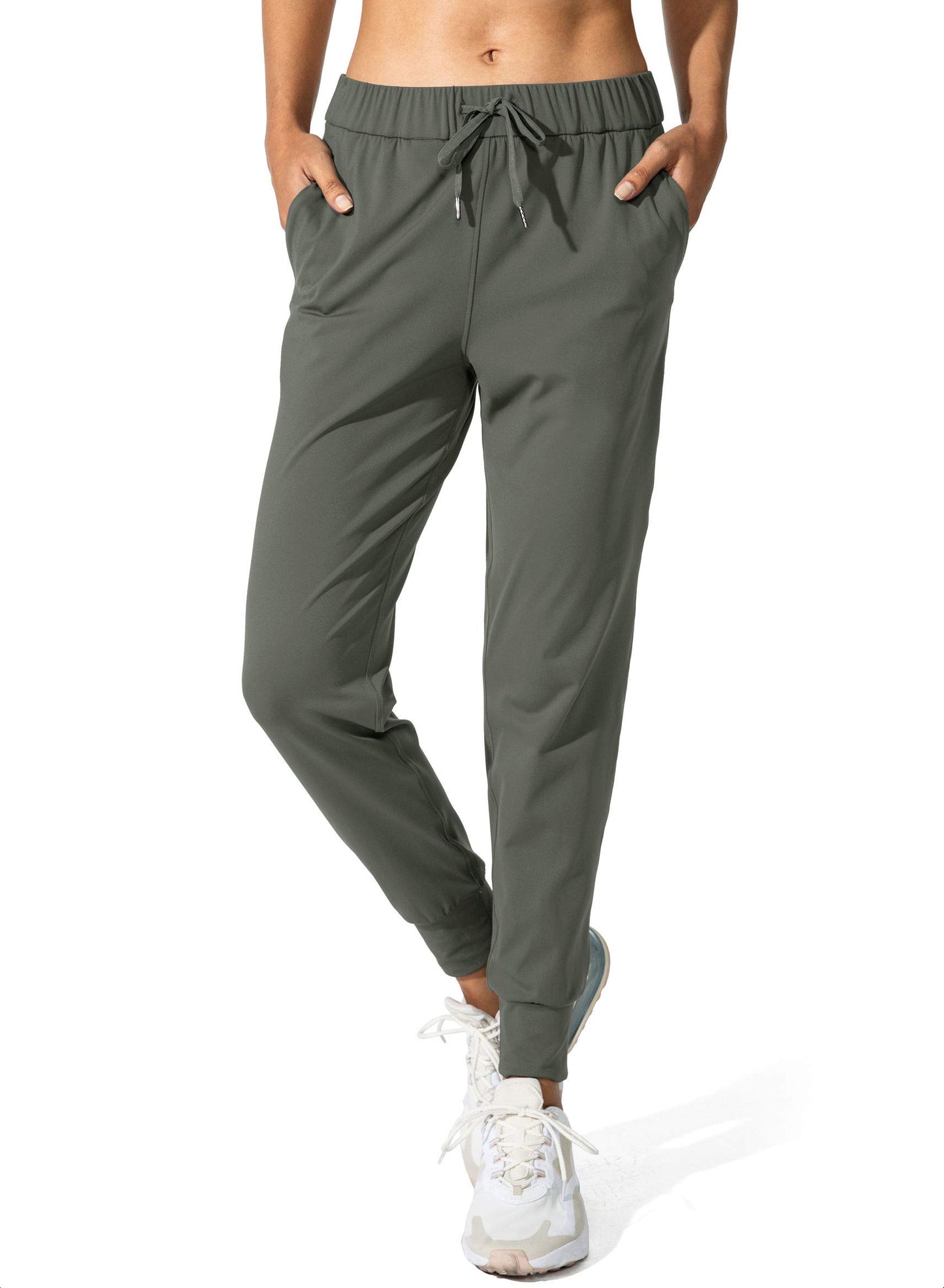 SANTINY Women's Joggers Pants Pockets Drawstring Running Sweatpants for Women Lounge Workout Jogging(Olive Green_M)