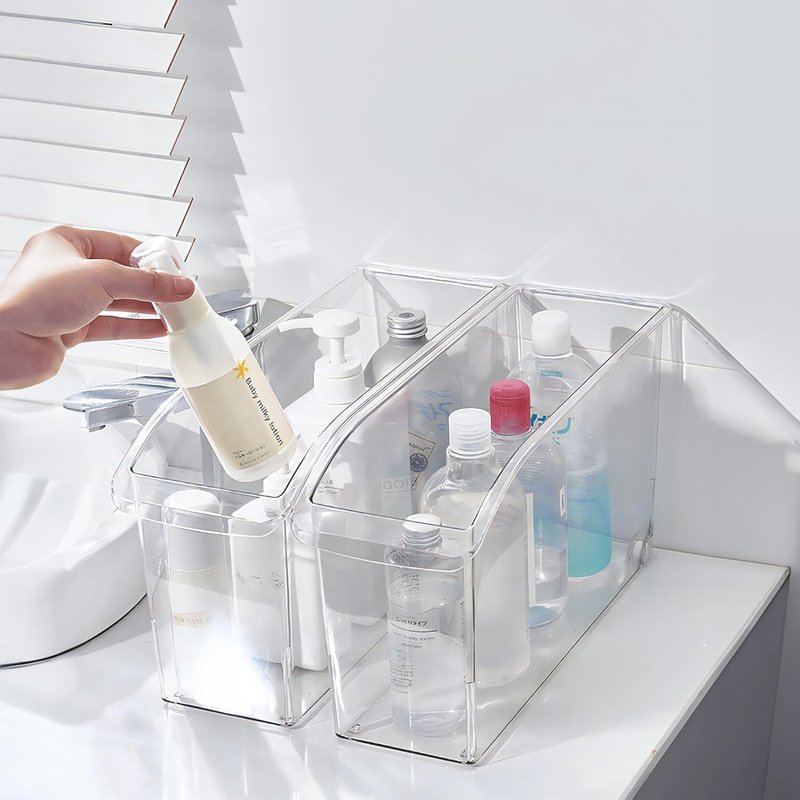 Rolling Under Sink Drawers - 2-Pack Clear Plastic Organizers with Handles & Wheels | Ideal for Kitchen & Pantry Storage