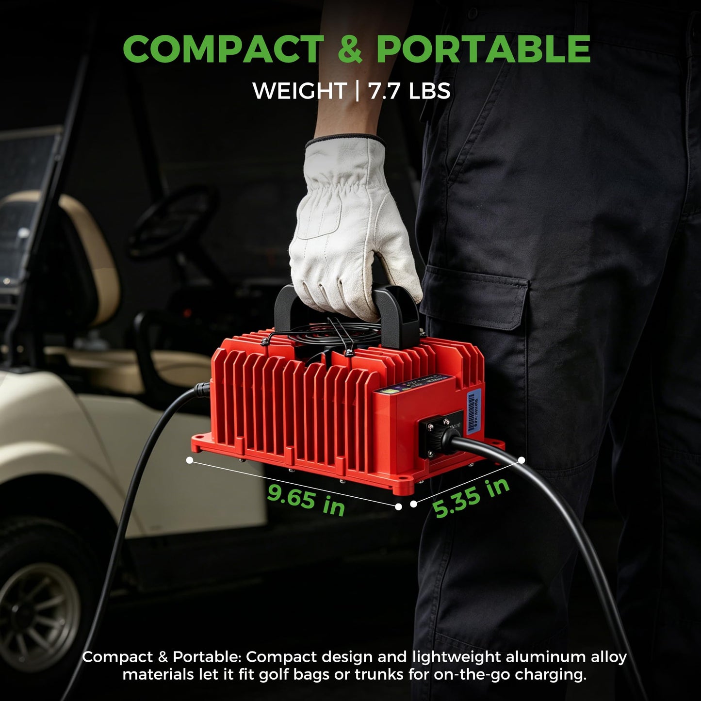 10L0L 48V Golf Cart Battery Charger for Club Car DS Precedent, 15Amp Smart Charger with 3-Pin Plug for Lead Acid Battery, AGM Battery, LiFePO4 Battery, IP67 Waterproof, Auto Shut-Off