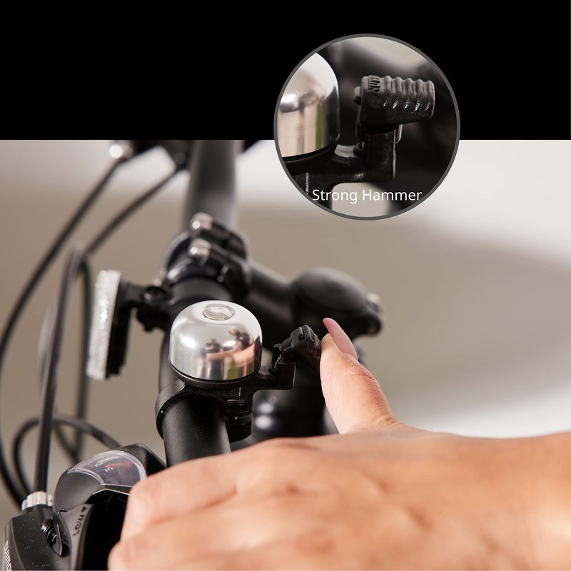 N+1 Bike Bell- Bicycle Bell with Loud, Crisp Sound for Road Bike, Mountain Bike, City Bike, Sports Bike, Cruiser Bike, BMX Bike (Silver)