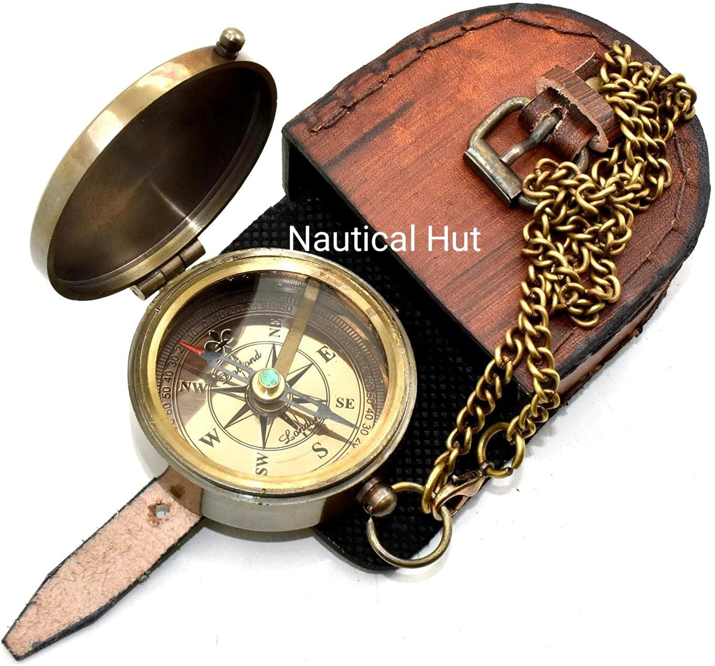 to My Son Brass Engraved Compass – Vintage Pocket Compass with Leather Case, Solid Antique Brass Navigation Compass, Personalized Engraved Gift from Mom to Son for Graduation, Birthday, Christmas
