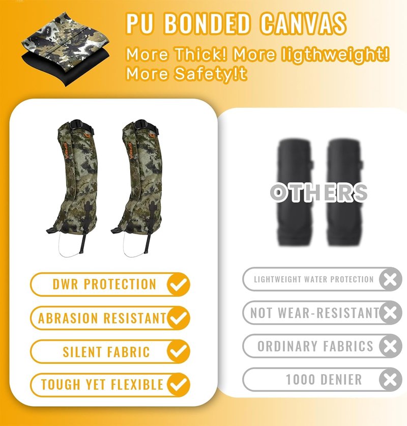 SPIKA Waterproof Snake Gaiters - Adjustable Leg Protection for Hiking | Unisex Outdoor Gear