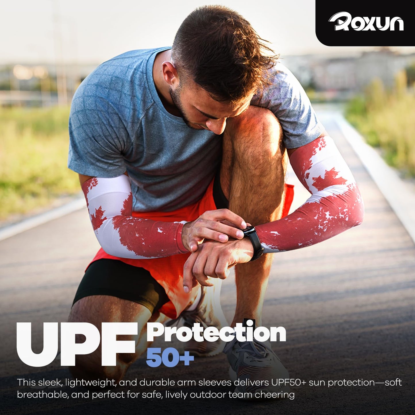 ROXUN 2 Pairs Flag Arm Sleeves Cooling UV Protection for Men Women Soccer Football Sports Gear Mexico Flag-2