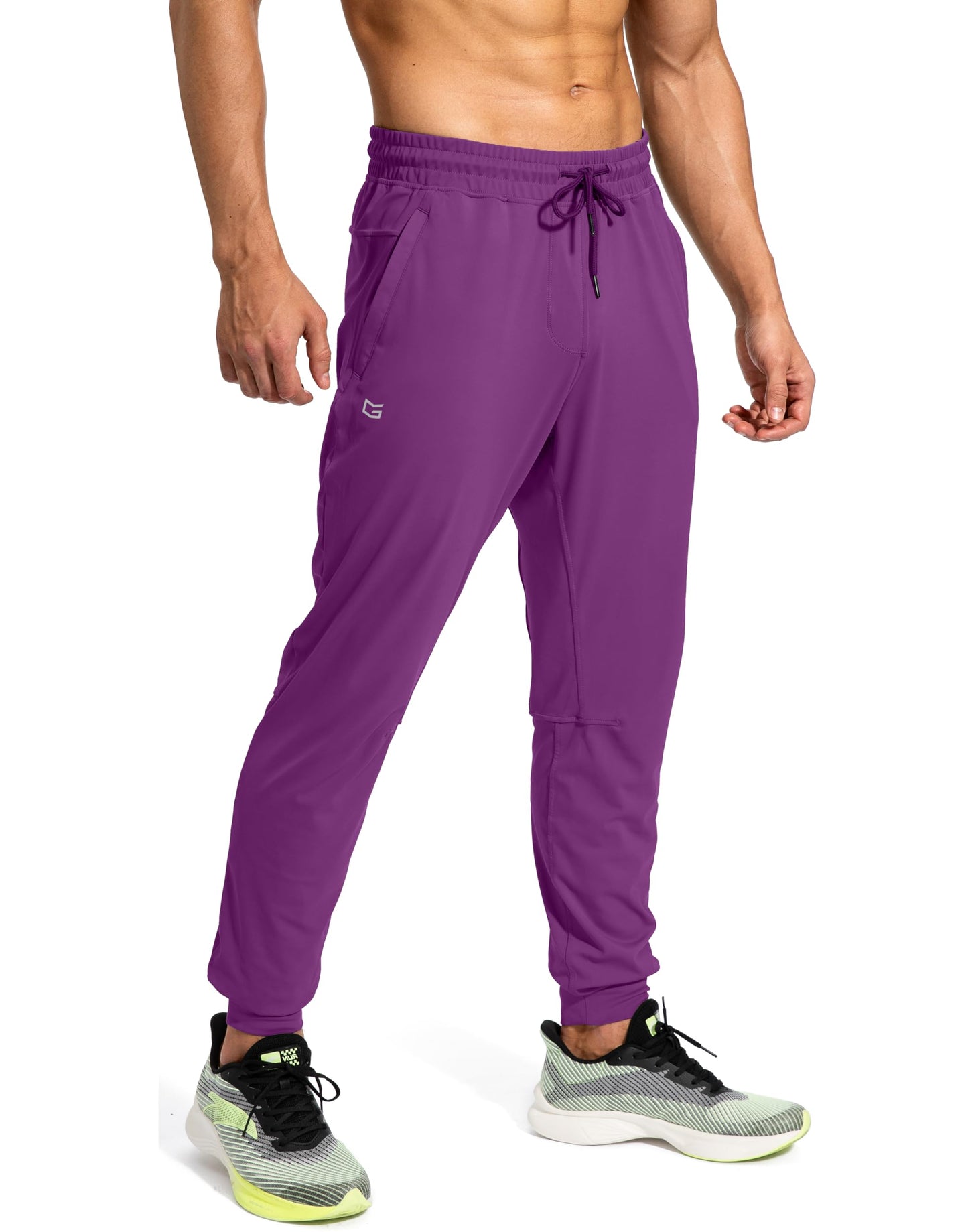 Men's Sweatpants with Zipper Pockets Athletic Pants Traning Track Pants Joggers for Men Soccer, Running, Workout (Purple, X-Small)