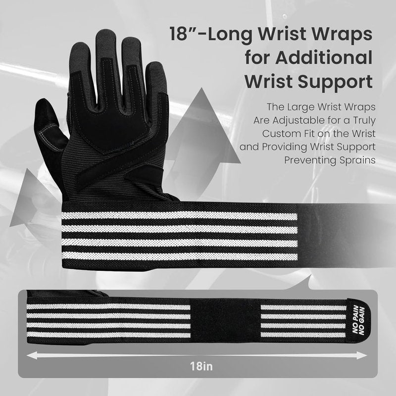 Weightlifting Workout Gloves - Full & Half Finger with Wrist Strap Support | Padded Grip for Men