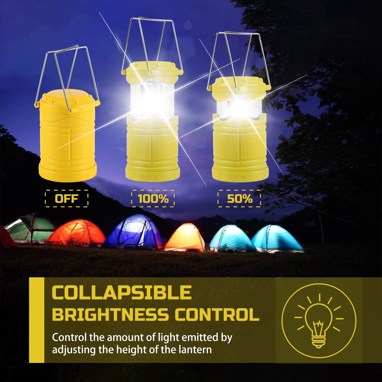 Lichamp 4 Pack LED Camping Lanterns, Battery Powered Camping Lights LED Super Bright Collapsible Flashlight Portable Emergency Supplies Kit, A4DG