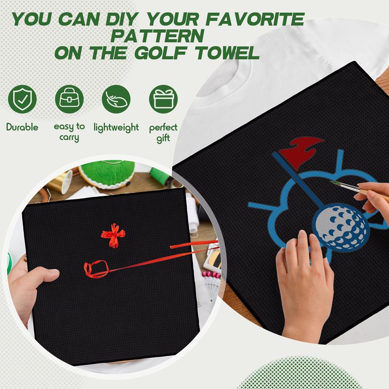 Batiyeer 30 Pcs Bulk Golf Towels for Golf Bags 16'' x 16'' Microfiber Fabric Golf Towel Waffle Pattern with Clip for Bags Men Mini Tournament Fitness Yoga Camping (Black)