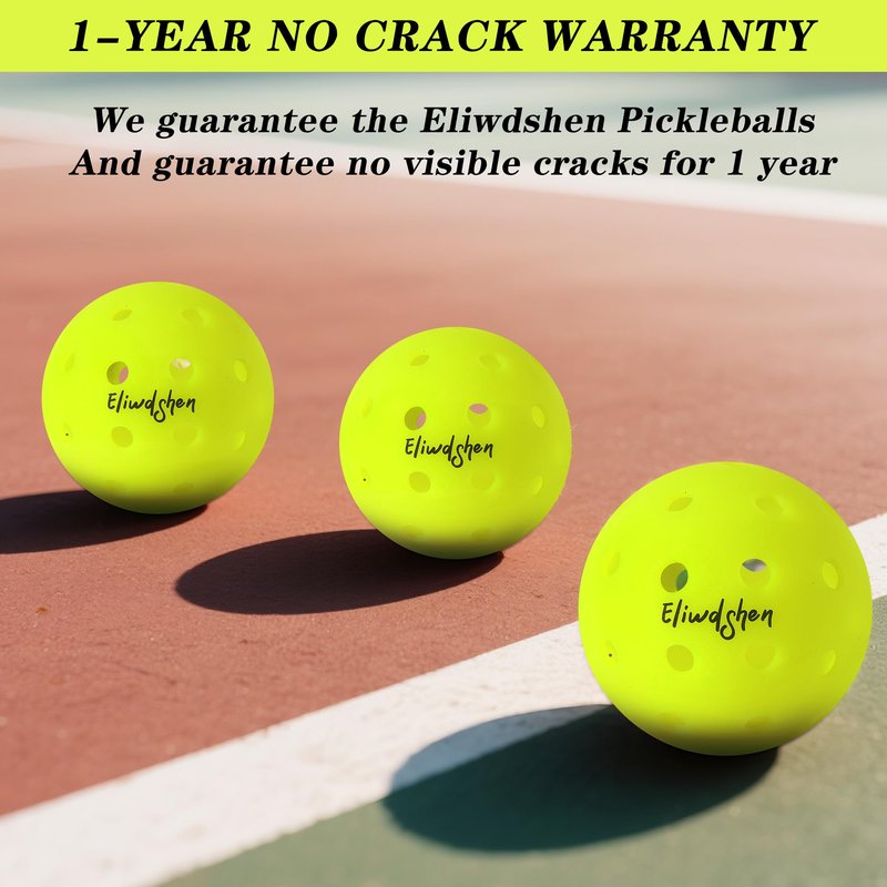 Eliwdshen Outdoor Pickleballs TPU Enhanced Crack Resistance 40 Holes 6 Packs Pickleballs USAPA Competition Balls High Bounce Durable Beginner Intermediate Advanced Practice