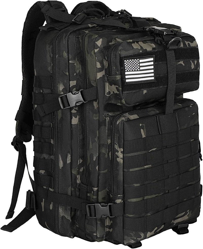 Military Backpack for Men - 45L Tactical Molle Rucksack | Heavy Duty Camouflage Bug Out Bag for Hiking & Gym