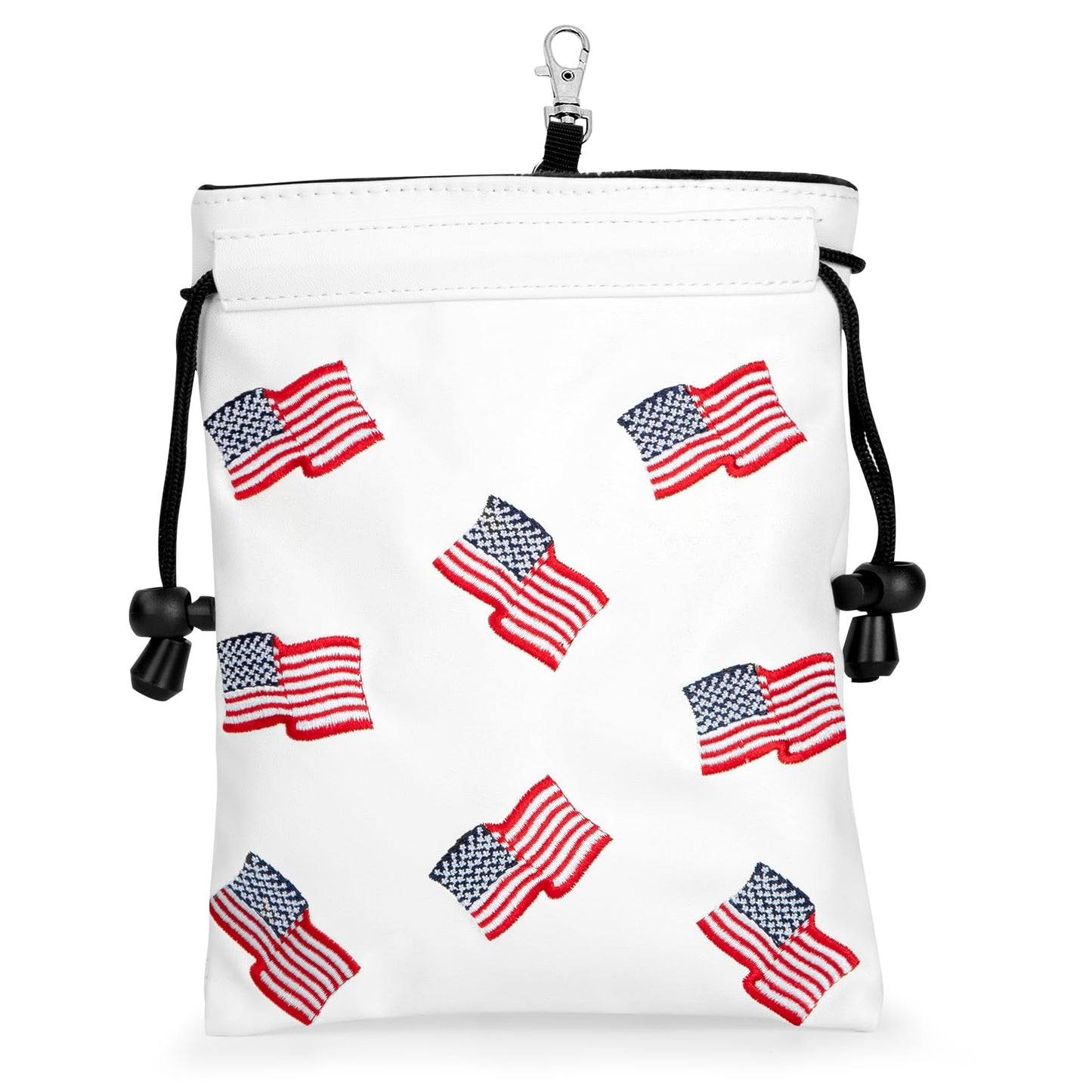 US Patriotism Golf Valuables Pouch Bag with Drawstrings - Premium Faux Leather Golf Tee Pouch Accessorries for Men