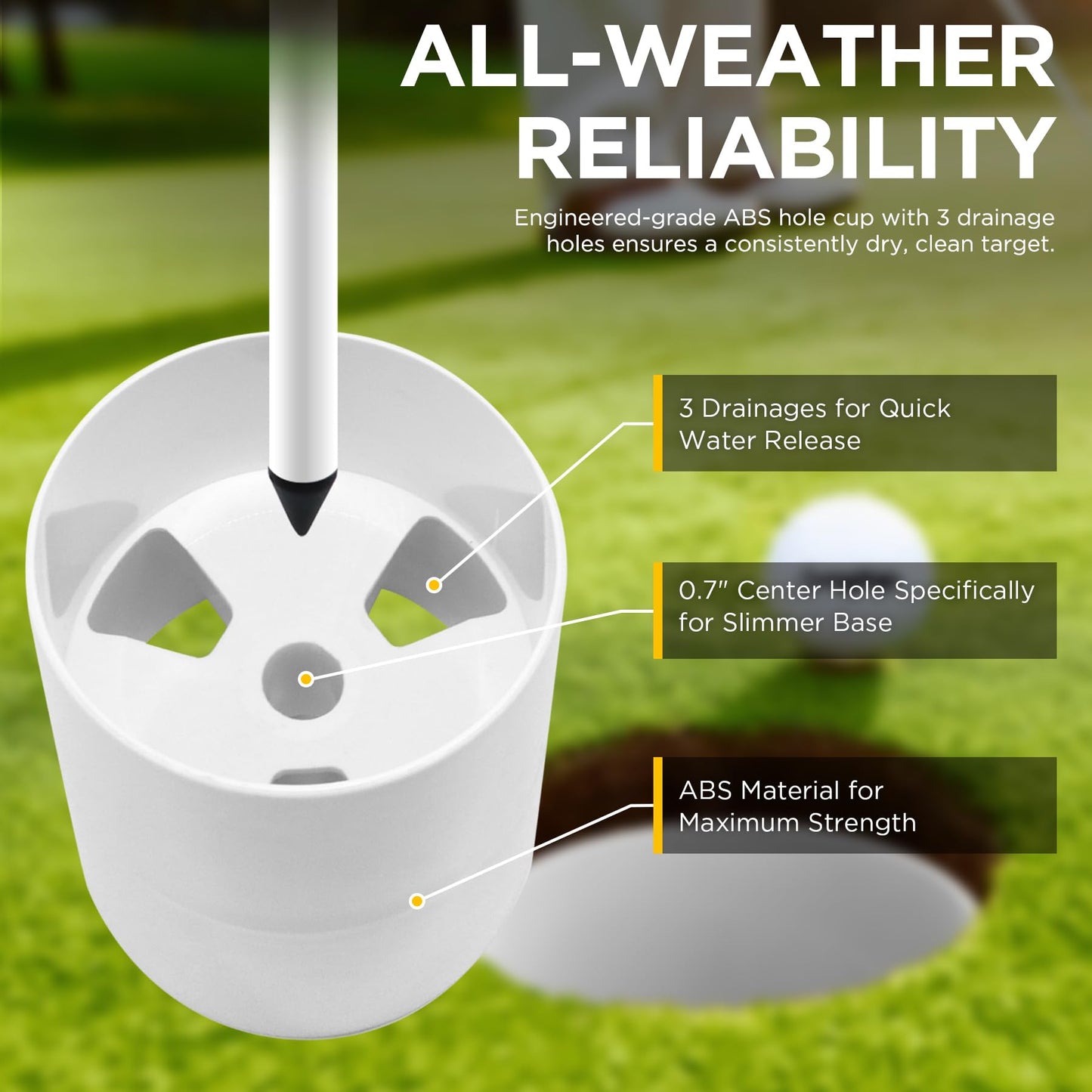 KINGTOP 6ft Golf Flagstick Basic, Portable Five-Section Design for Backyard Practice Putting Green, Driving Range Golf Pin Flag Hole Cup Set, Gift Idea, 1-Pack