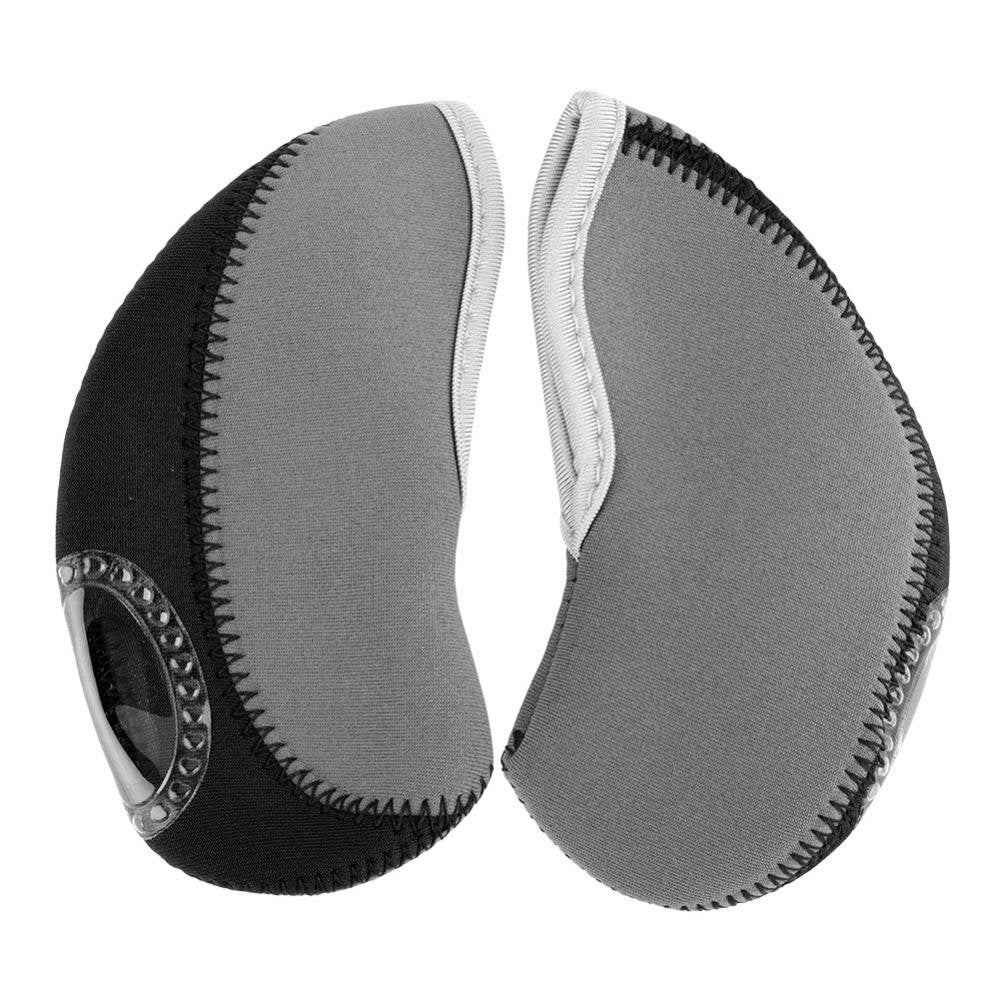 Dilwe Neoprene Iron Cover, 10 Pcs Putter Protector with Zipper Long Neck Design, See Through Window Covers (Gray + Black)