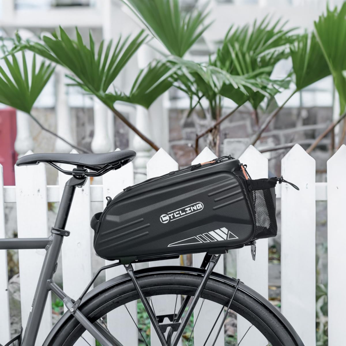 Bike Bags for Bicycle Rear Rack, Waterproof Hard Shell Bike Rack Bag, 8L Reflective Ebike Trunk Pannier with Shoulder Strap, Bike Saddle Bag, Seat Bag for Commuter Travel Outdoor Cycling Accessories