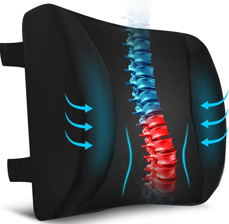 Lumbar Support Pillow - Memory Foam Cushion for Office & Gaming Chair | Ergonomic Back Pain Relief with 3D Mesh Cover