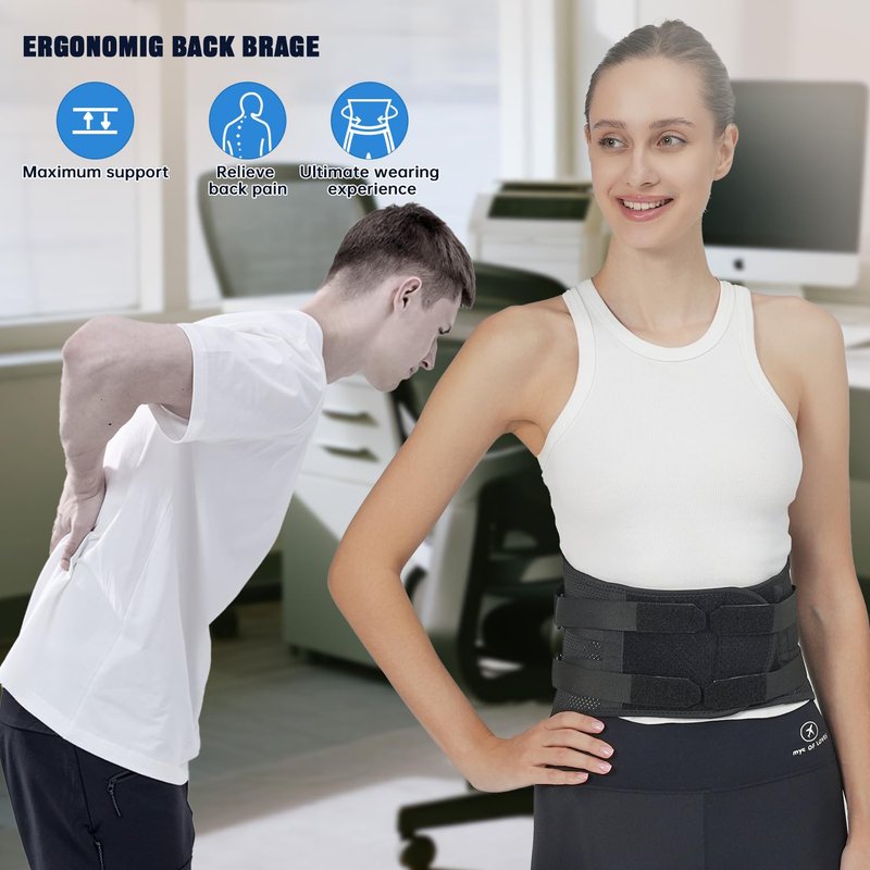 WEARABSTRUSE Back Brace for Lower Back Pain Relief, Zoned Adjustable Design for Custom Fit, Built-in Bionic Brace, Lumbar Support Belt for Men & Women with Lumbar Pad, for Herniated Disc,Sciatica