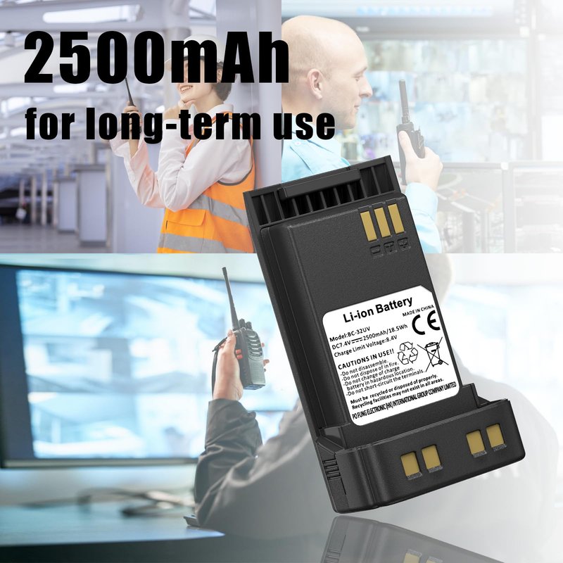 BAOFENG DM-32 Radio Battery 2500mAh Li-ion Battery for UV-32 Walkie Talkie 16.28Wh BC-32UV for UV32 Two Way Radio DC7.4V