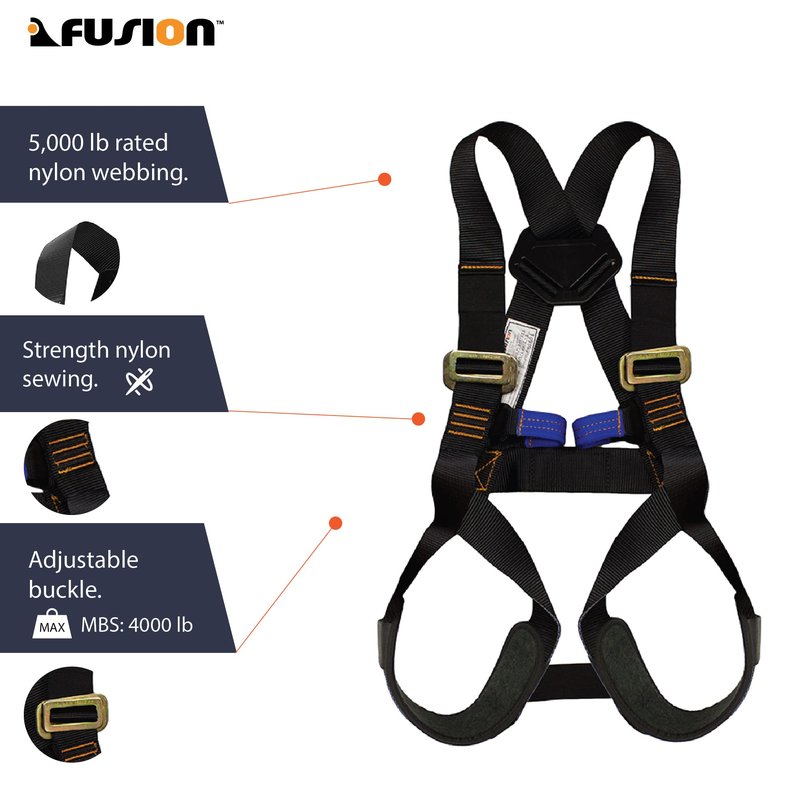 Fusion Full Body Harness Black, Warrior Kids, KH-201A-C-BLK