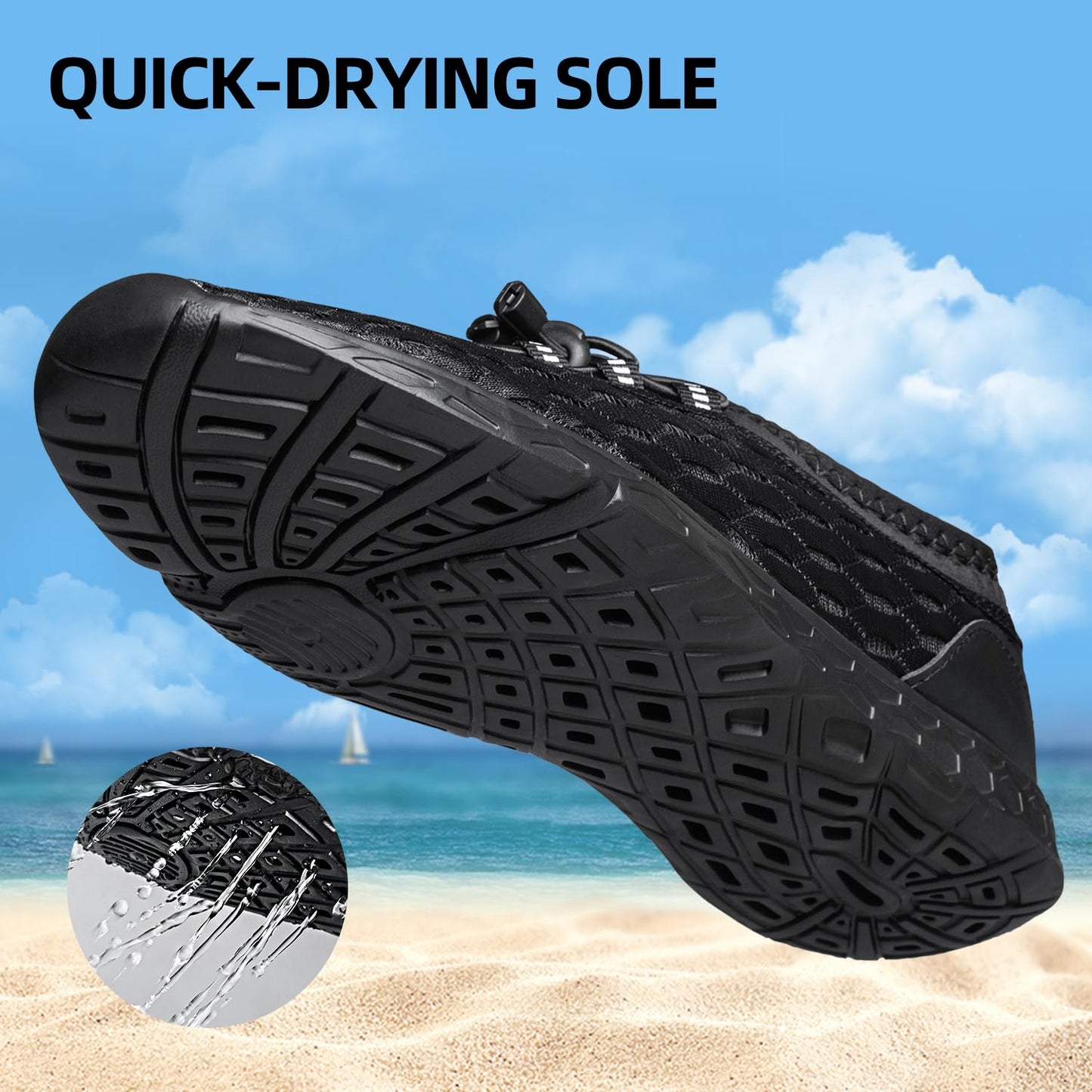DOUSSPRT Men's Water Shoes Quick Dry for Beach Swim Pool Fishing
