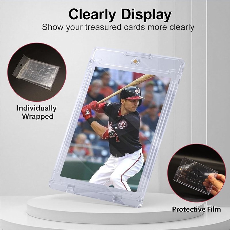 Magnetic Trading Card Holders - 25ct 35pt U-V Protection Display Cases | Hard Plastic Protectors