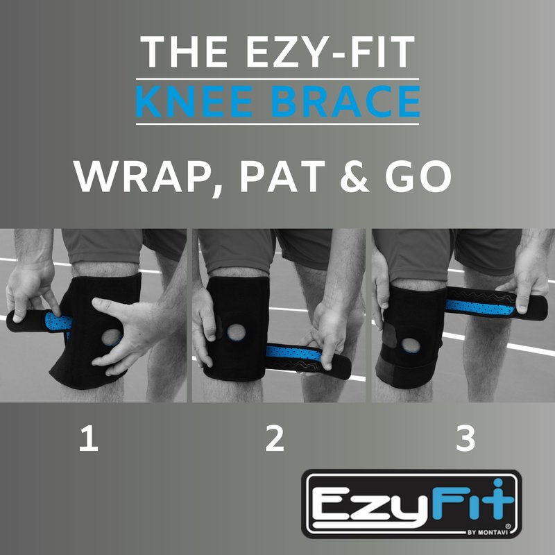 MONTAVI EzyFit Knee Brace - Adjustable Support for Arthritis, ACL Meniscus Tear & Knee Pain Relief or Injury Recovery - Plus Dual Side Stabilizers for Men & Women - Large Size - 14" - 17"