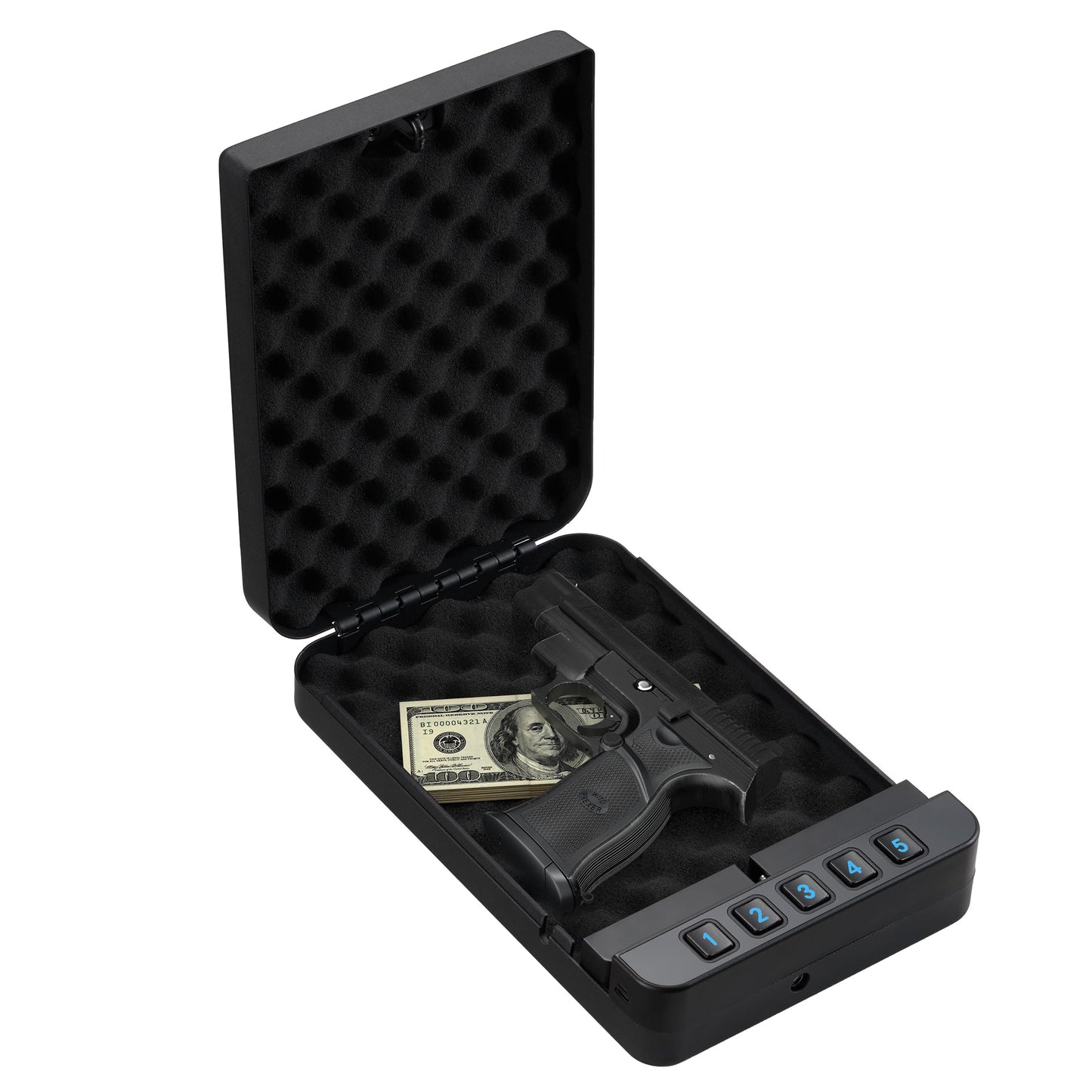 RPNB Gun Safe, Portable Gun Safe for Handgun, Smart Pistol Safes with Backlit Digital Keypad, Handgun Safes Perfect for Nightstand Bedside, Small Gun Case for Car