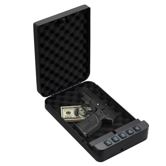 RPNB Gun Safe, Portable Gun Safe for Handgun, Smart Pistol Safes with Backlit Digital Keypad, Handgun Safes Perfect for Nightstand Bedside, Small Gun Case for Car