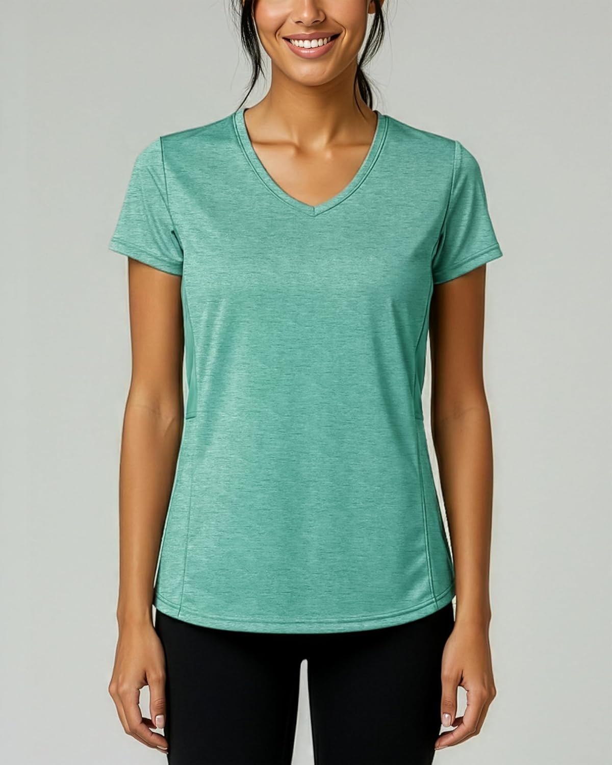 Women's Dry-Fit V-Neck T-Shirt - 5 Pack Workout & Yoga Tops | Plus Size Available