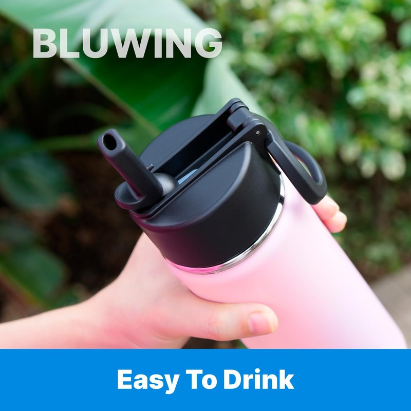 Bluwing 2 Pack Straw Lid for Hydro Flask Wide Mouth 12-64oz, Replacement Lid With Straw for Hydroflask, Iron Flask, Thermoflask, koodee Wide Mouth Bottles