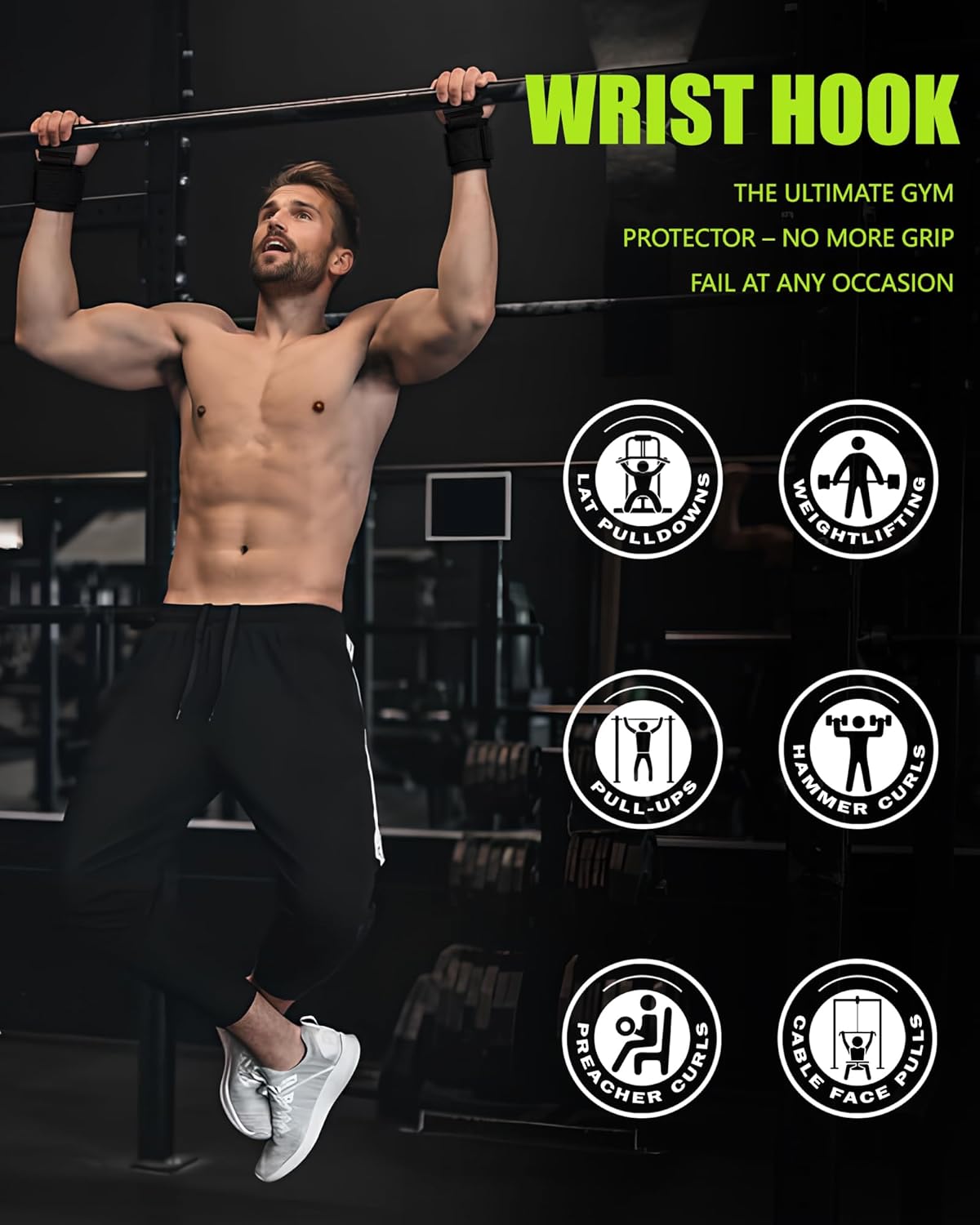 Weight Lifting Hooks - Heavy Duty Wrist Straps for Deadlifts & Pull-Ups | 600 Lbs Capacity with Thick Padding