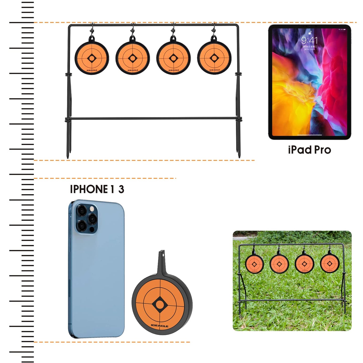 Ideagle Airsoft Rifle Pellet Gun BB Gun Targets for Shooting Outdoor, Auto Resetting Metal Spinning Shooting Steel Targets Rated for .22LR Caliber