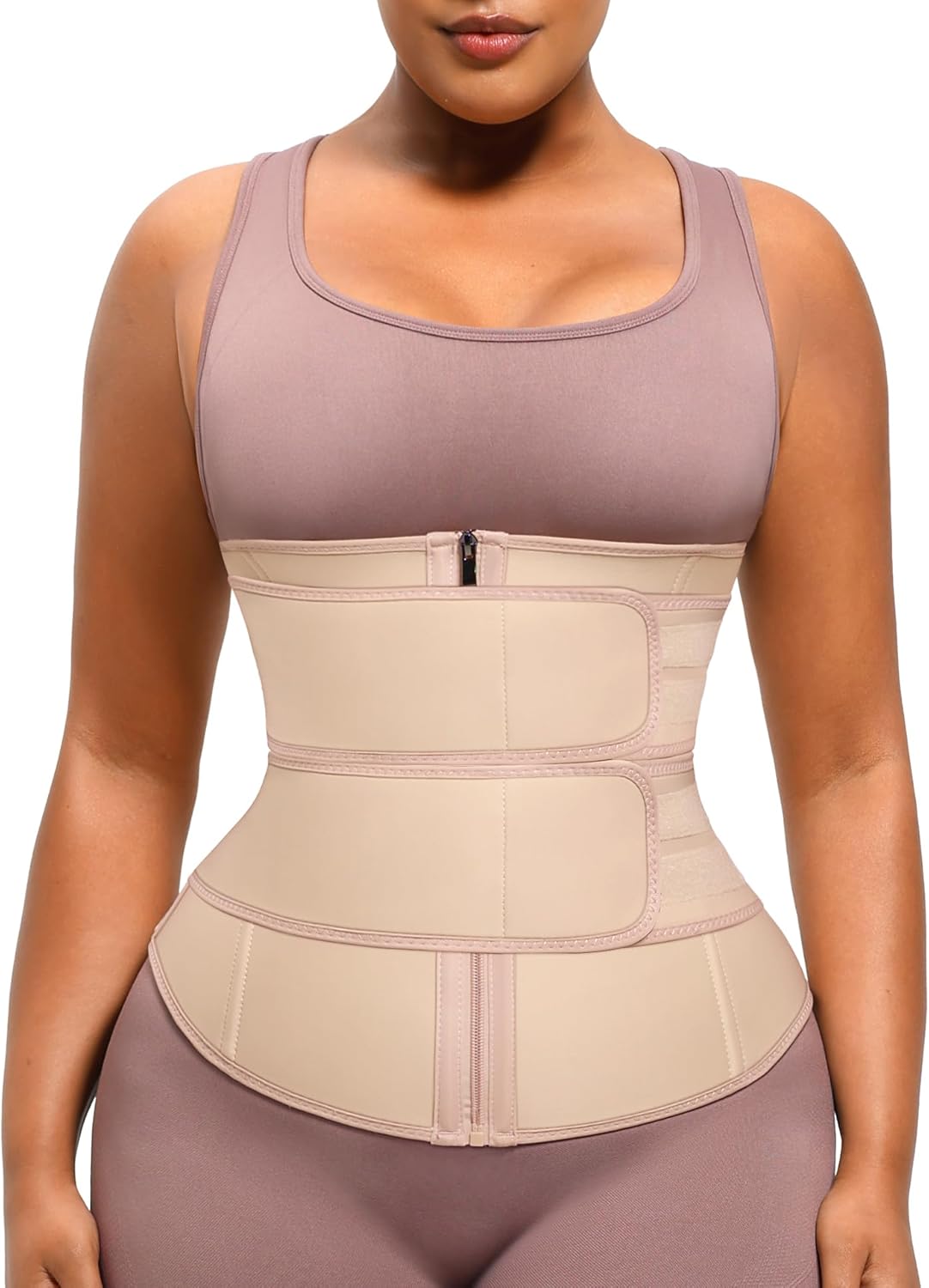 FeelinGirl Waist Trainer for Women - Long Torso Sauna Corset with 7 Steel Bones & Zipper | Ideal for Belly Fat Reduction