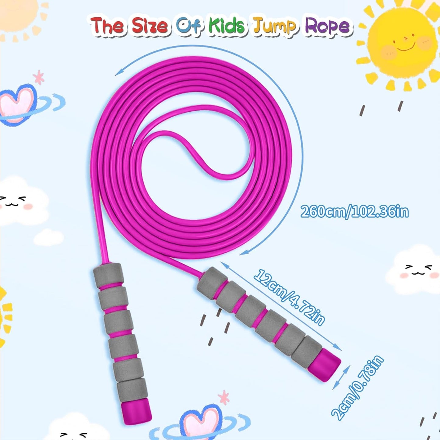 Adjustable Kids Jump Rope - Soft Foam Handles for Outdoor Fitness | Perfect for Boys & Girls