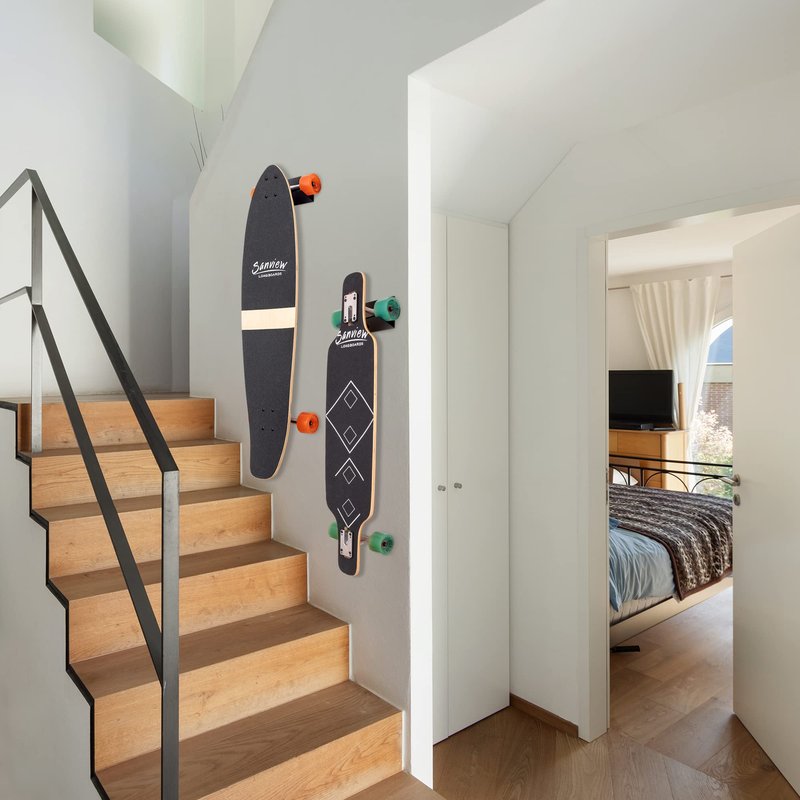 MIUONO Skateboard Wall Mount, Skateboard Rack Wall Hanger for Storage Display, Heavy Duty Design (2 Pack)