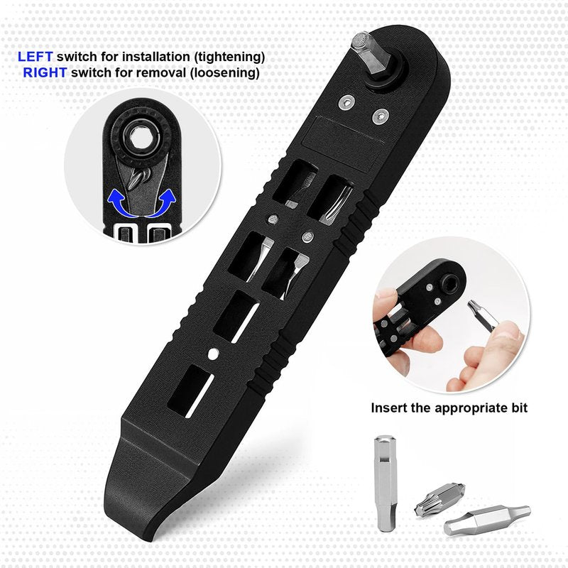 Gylbuz Bike Tire Levers Kit - 14 IN 1 Portable Bike Multitool with Mini Ratchet Wrench, Bike Tire Levers, Cone Wrenches & File Blade for MTB, Road Bicycle