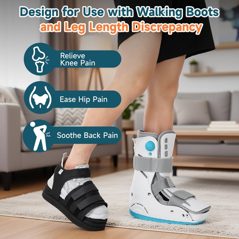JorWystia Shoe Lift for Uneven Legs, Shoe Balancer Shoes Leveler for Use with Fracture Boots, Shoes Riser with Adjustable Height for Gait Improvement (Medium)