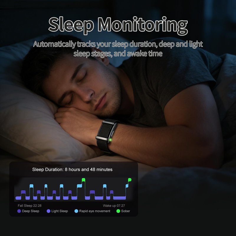 LICNPHLL Smart Bracelet,Activity Trackers for Man&Women,Fitness Tracker Band, 24H Sleep Tracker,All-Day Continuous Heart Rate Blood Oxygen Stress HRV Monitor,170+ Sport Mode with Free APP (Black)