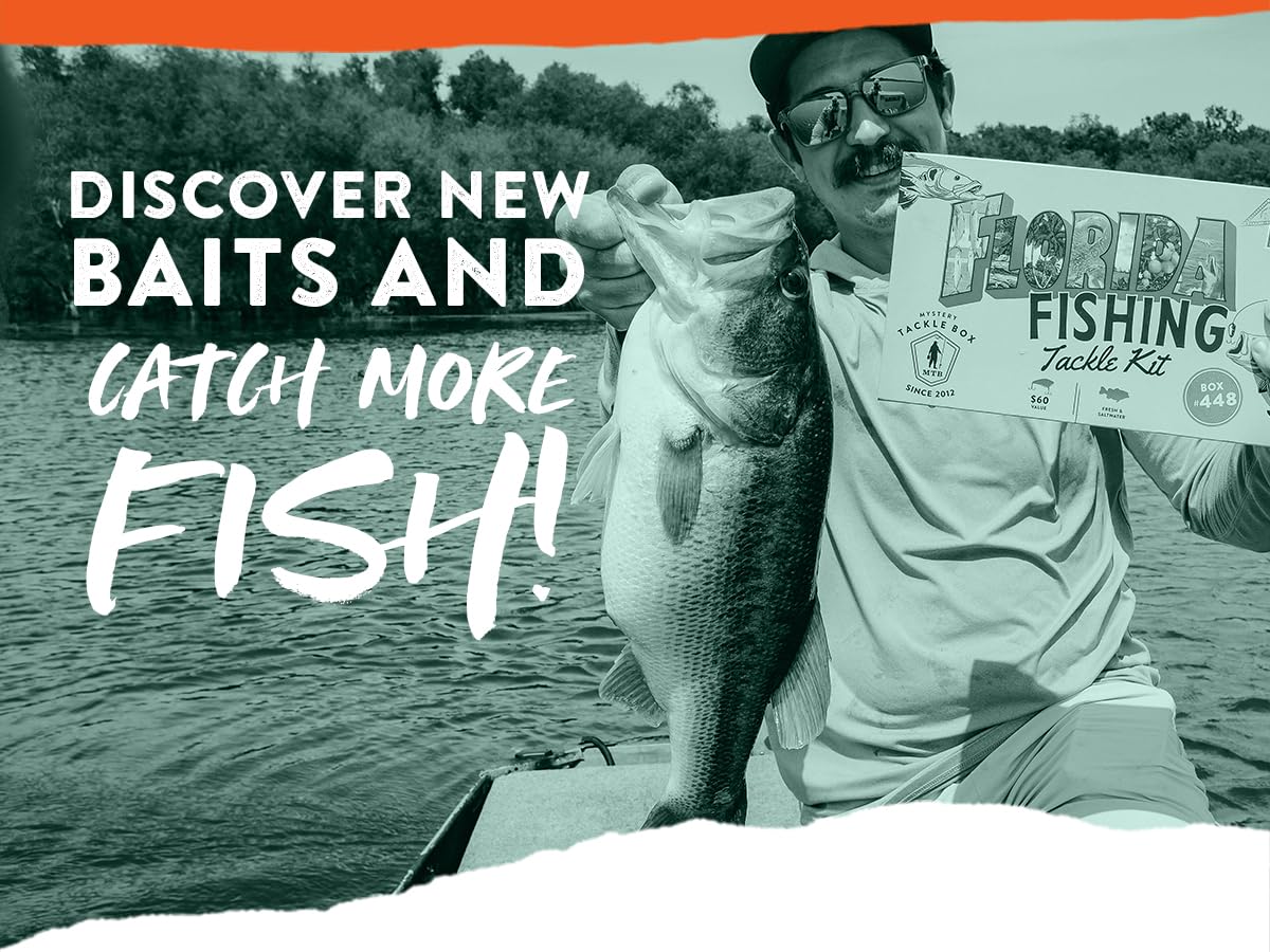 Mystery Tackle Box Florida Elite Fishing Kit – 7-9 Freshwater & Inshore Saltwater Baits for Bass, Snook, Redfish & More – Includes Exclusive Florida Decal