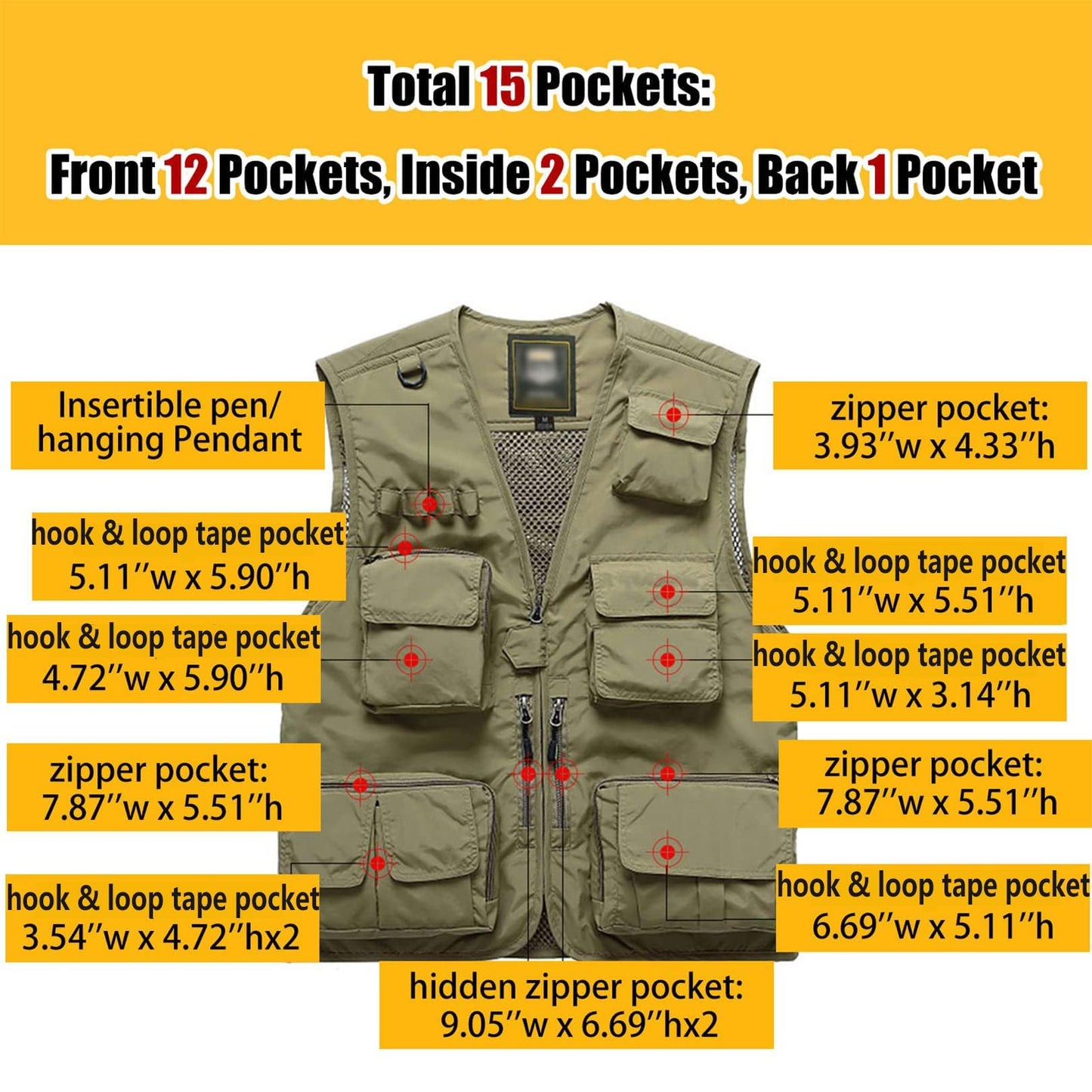 Flygo Men's Casual Lightweight Outdoor Fishing Work Safari Travel Photo Cargo Vest Jacket Multi Pockets(Large, Army Green)