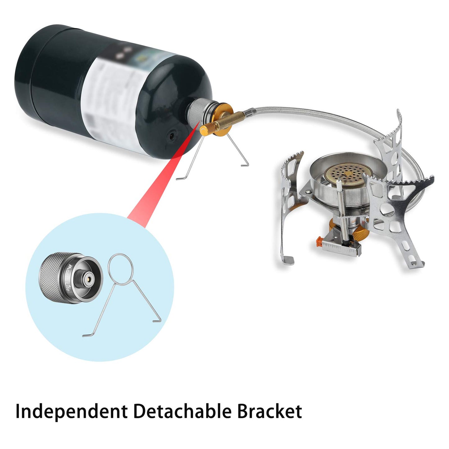 MaotaLife Camping Stove Adapter – 1Lb Propane Small Tank Input and EN417 Lindal Valve Output Propane Canister Converter – Premium Quality Durable Construction – Detachable Stand Included