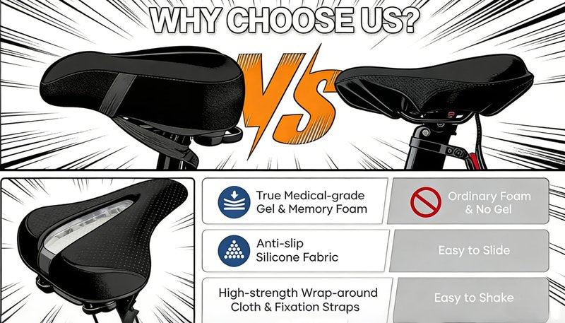 Bike Seat Cushion - Gel Padded Bicycle Saddle Cover | Universal Fit for Peloton, Stationary, Mountain & Road Bikes - Comfortable for Indoor/Outdoor Cycling & Exercise