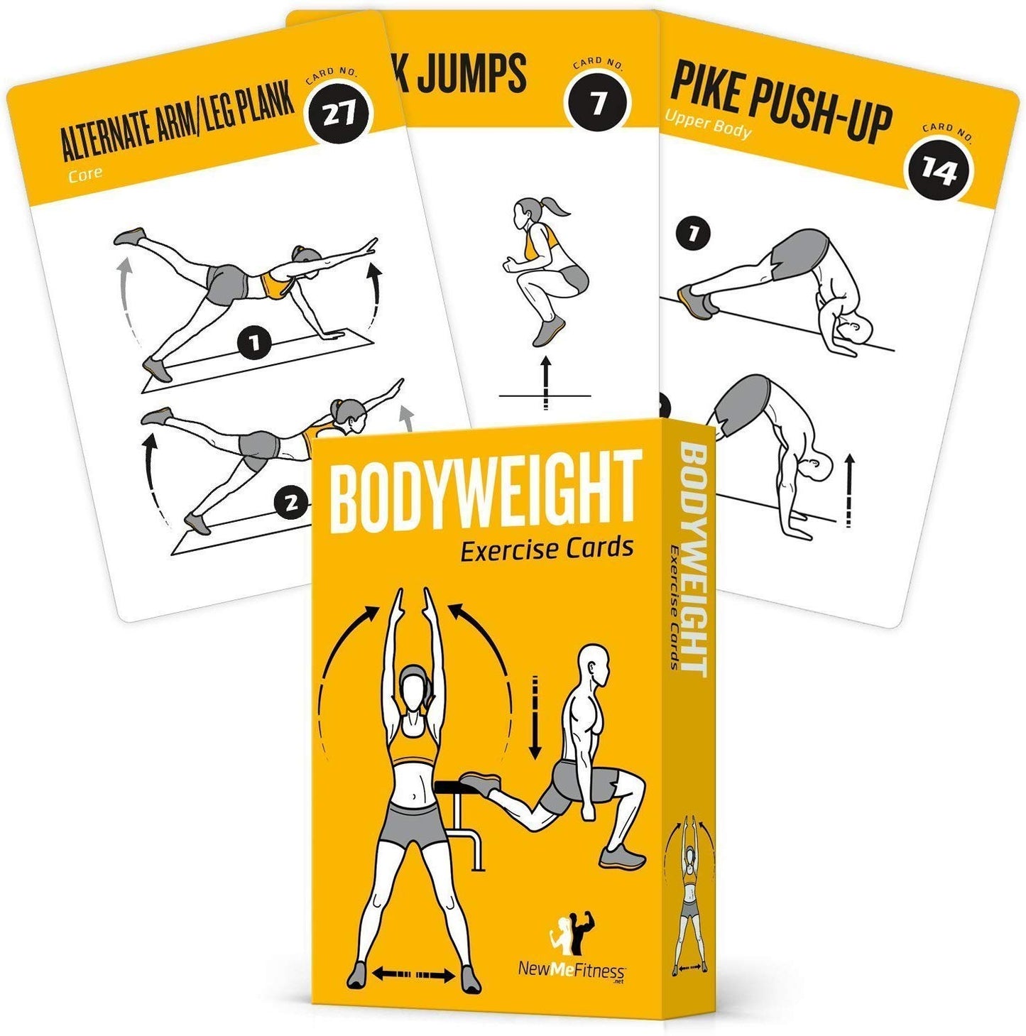 NewMe Fitness Bodyweight Workout Cards, Instructional Fitness Deck for Women & Men, Beginner Fitness Guide to Training Exercises at Home or Gym (Bodyweight, Vol 1)