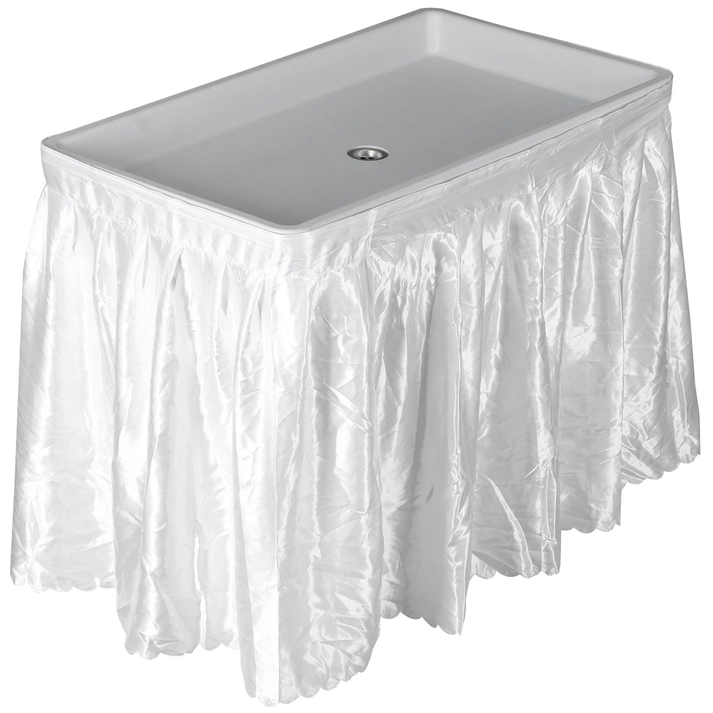 HomGarden Ice Cooler Folding Table with Removable Matching Skirt & Drain Hose, Ice Table for Food Beverage Cooling Indoor Outdoor Wedding Party Camping BBQ